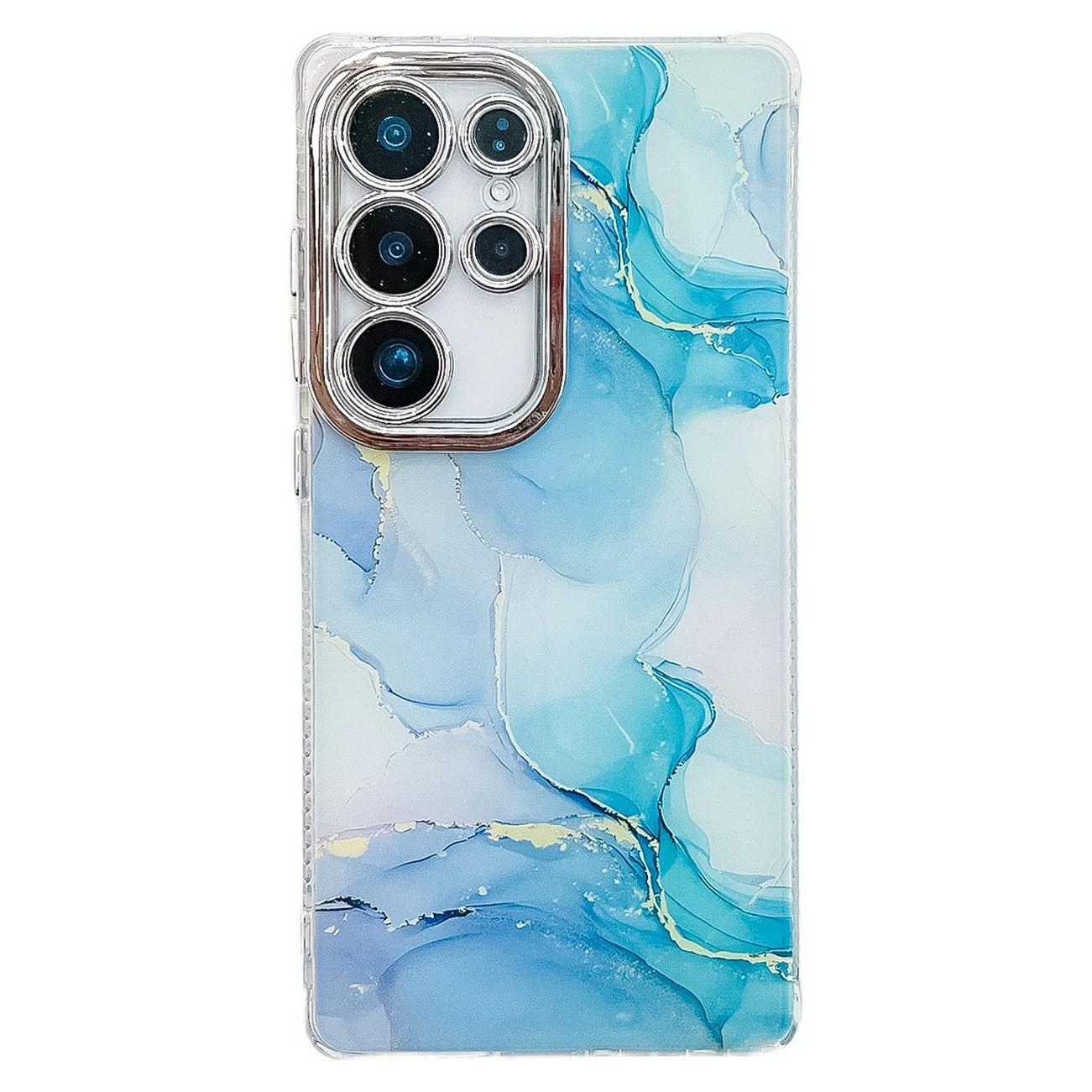 

Для Samsung Galaxy S25 Ultra Чехол IMD Мраморный узор Гальванизированная Защитная Накладка для Телефона J