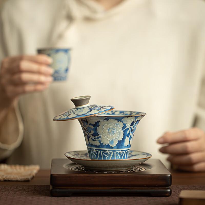 Shangqi Jingdezhen Yuan Blue & White Ru Kiln Gaiwan