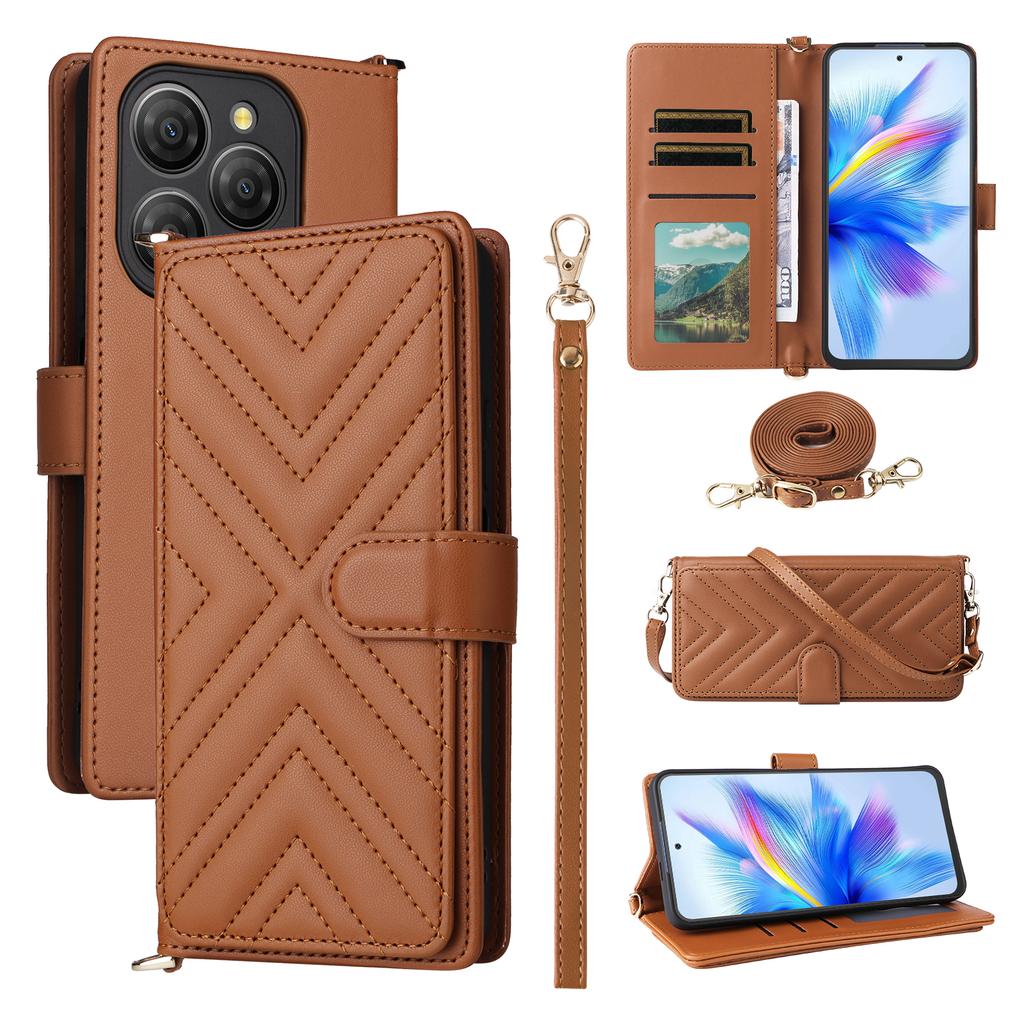 For Blackview Shark 9 5G Wallet Case with Shoulder/Wrist Strap Leather Phone Cover Stand
