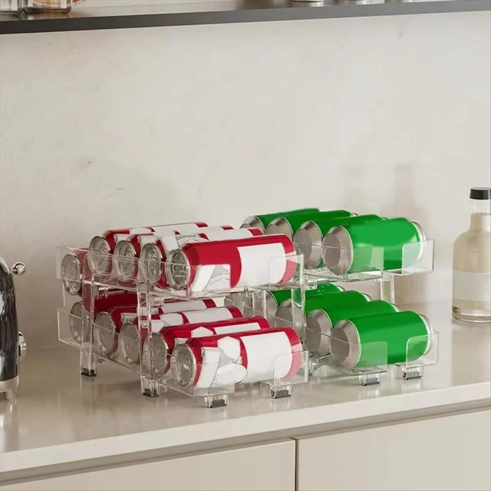 Double-layer Can Storage Rack Expandable Storage Organizer Bin  Rolling Can Organizer
