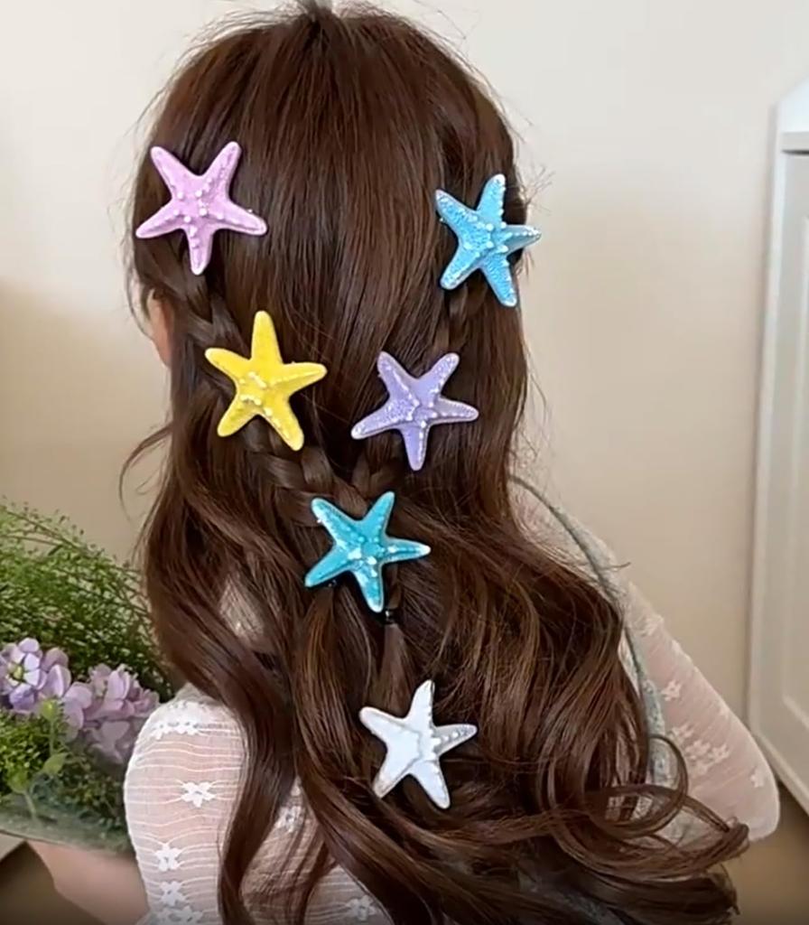 Meerjungfrauen-Haarschmuck, Sternförmige Haarornamente, Cosplay-Kostümzubehör für Kinder und Erwachsene (Alle Farben)