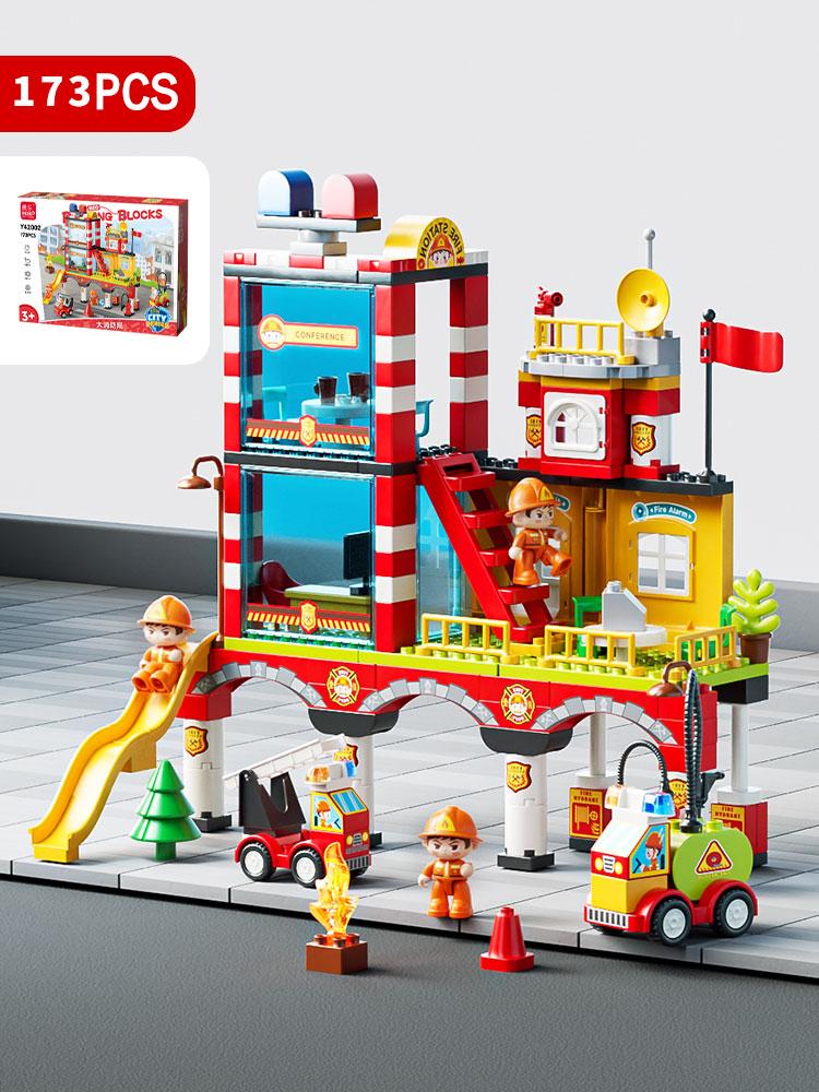 Large Building Blocks: Police & Fire Truck Toys, City Series STEM Learning for Toddlers Age 1-2 3-5, Gift for Boys Girls
