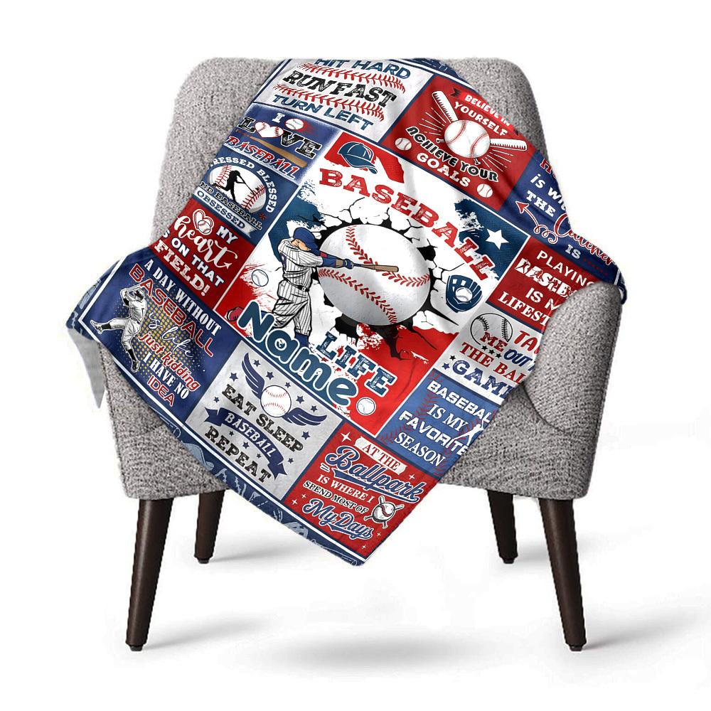 Baseballthemed Home Customize Your Name Blankets Comfortable Soft Lightweight Allseason Multipurpose Blanket For Picnics Sofas Offices Beds Living