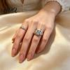 Gravierter Katzenring Finger Handgraviertes Dekor Damen Herren mit Strass Sternen-Einlage Glattes Modernes Finish Tier Schmuck Geschenk Handgefertigt