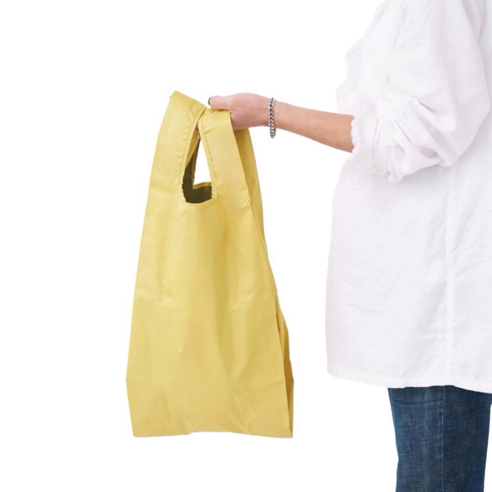 

392plusm Eco Shopping Yellow Bag, Water-Repellent, Lightweight, Compact, Foldable, Washable, Small, Bag, Sub-Bag, Muji,