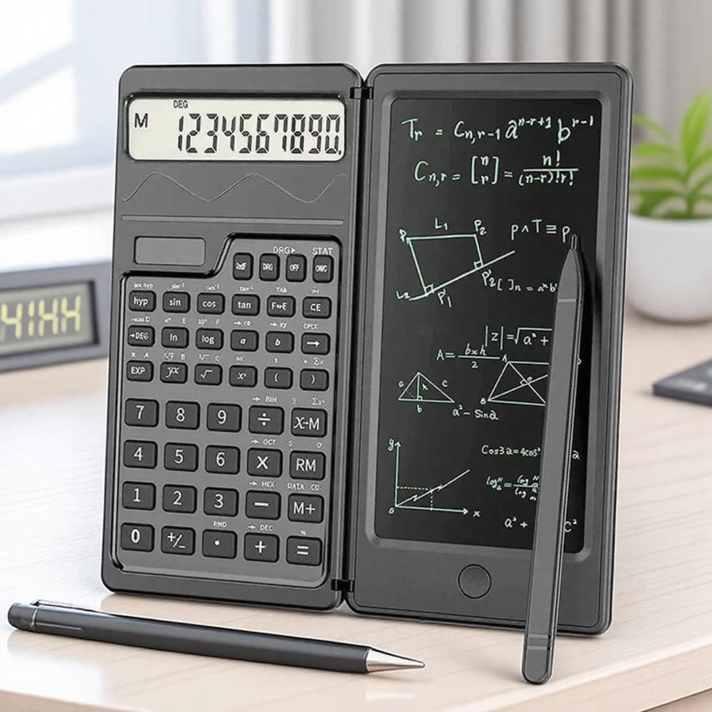 Smart Folding Portable Scientific Calculator with Solar Charging and Handwriting Pad One Touch Zero Function