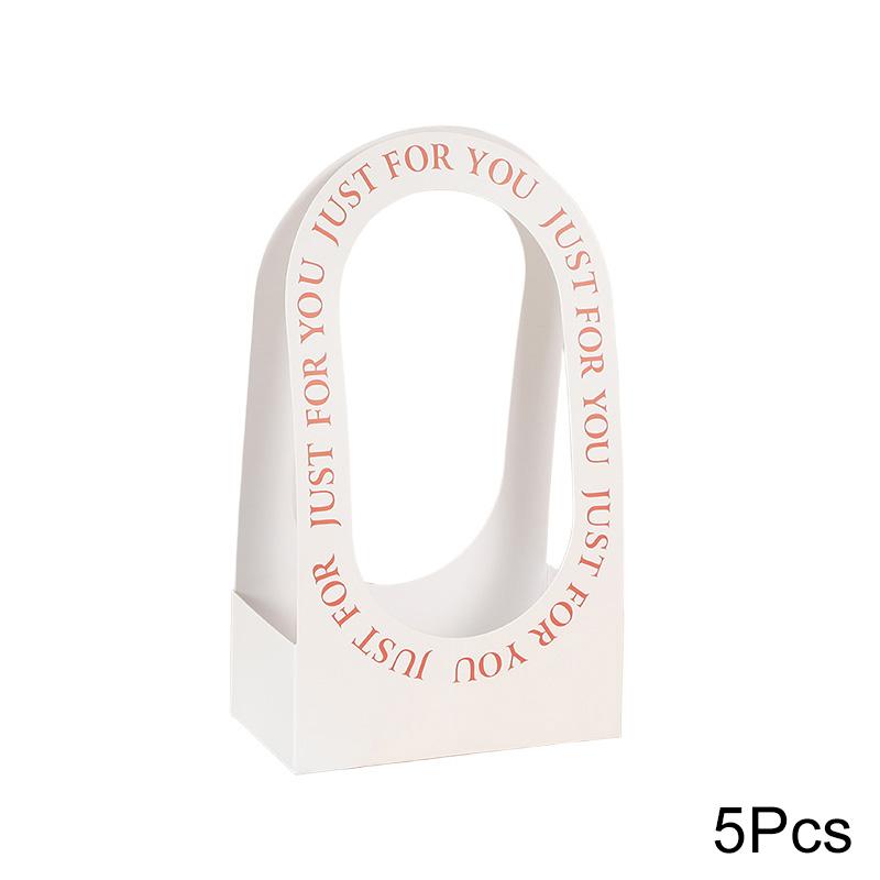 5 stk Gaveesker med Håndtak Sammenleggbare Dobbeltsidige Trykte Blomsteresker Bukett Innpakningsmateriale Blomsterkurv Håndverk Valentinsdag