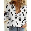 Women's Shirts Animal Dog Graphic Stylish Casual Long Sleeved Shirt Collar Regular Tops Daily Going Out Buttons Women's Clothing