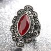 Turkey Vintage Peridot Ring Red/black Stone Bague Femme Boho Anel  Party Crystal Rings Woman Anillos Mujer