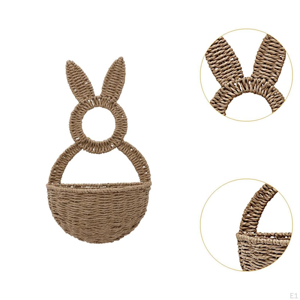 Basket Easter Bunny Flower Holder Romantic Cute Hanging Wall Pocket for Flowers Bedroom