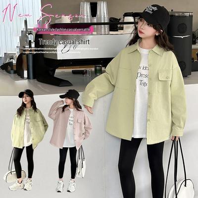 Conjunto de Camisa de Algodão com Bordado de Letras e Jaqueta para Meninas - Moda 2025