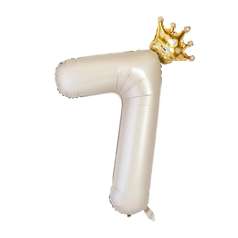 

2 шт. 40-дюймовые кремовые фольгированные шары с цифрами и короной для детей, для украшения первого дня рождения мальчика и девочки, свадьбы, гелиевые шары 40inch