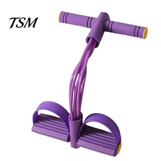 Belly Trimmer Exercise Tool 6-Tube Pedal Resistance Band Multifunction Tension Rope Elastic Yoga Home Workout Puller Body Stretching Trainer фиолетовый