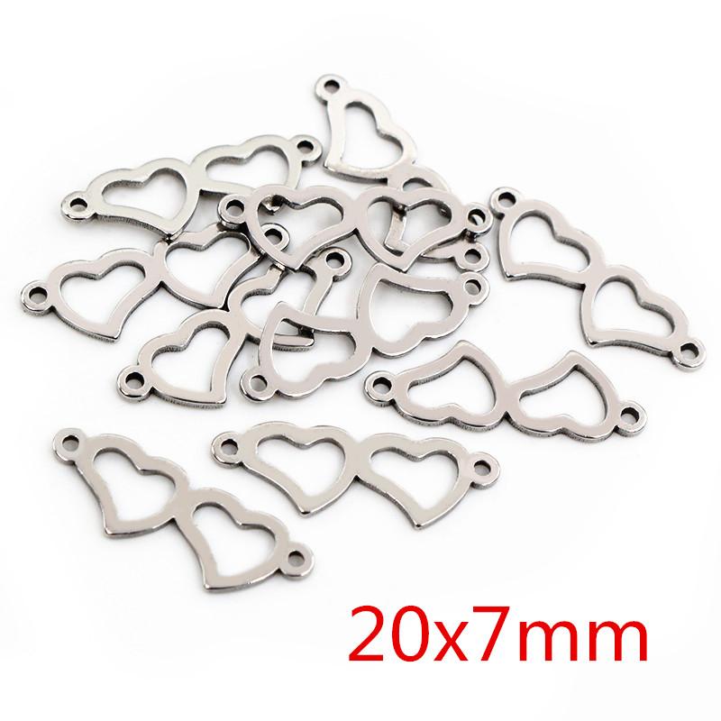 20pcs No Fade 316 Stainless Steel Double Loops Star Heart Cute Charms Pendant DIY Jewelry Findings for Necklace Bracelet
