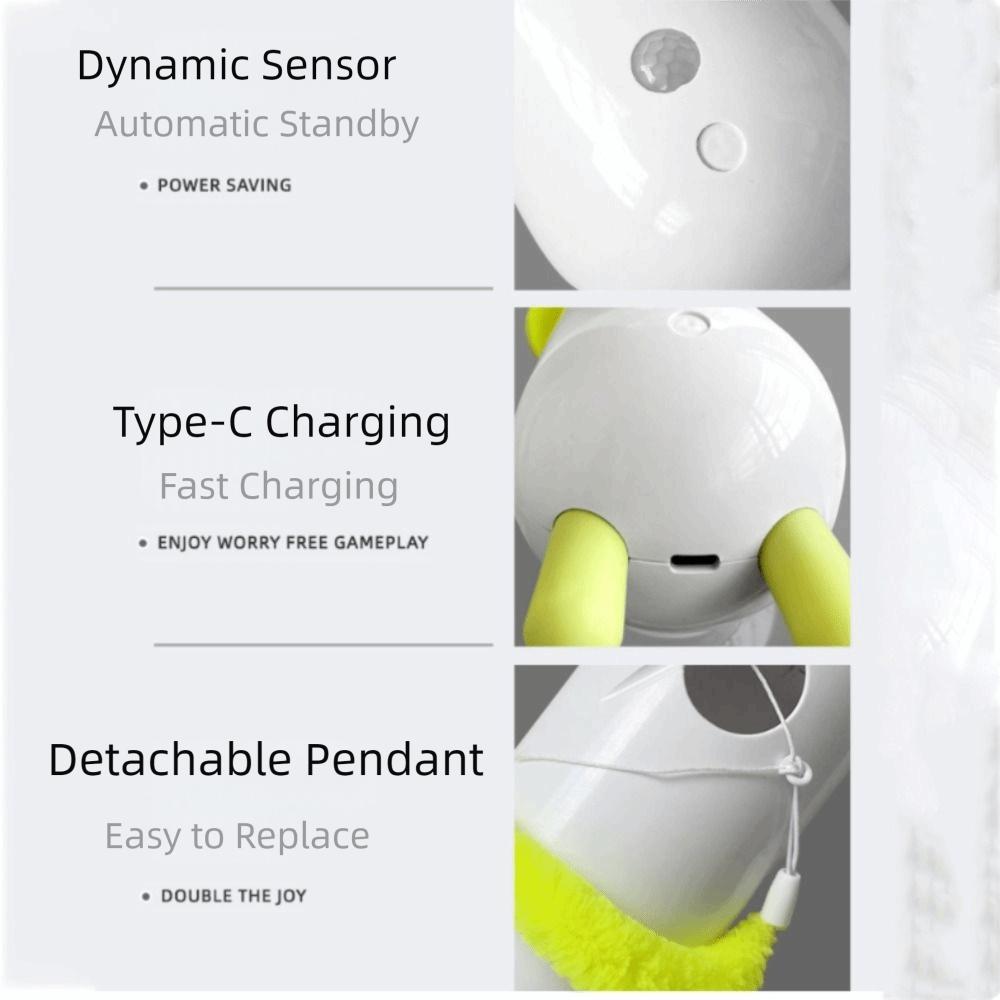 Automatic Teasing Cat Toy USB Charging Fluffy Teaser Interactive Cat Toy Motion Sensor with Suction Cup
