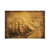 Poster Ancient Sailing Ship Nautical Line Pattern Kraft Paper Home Decor Wall Sticker for Bar