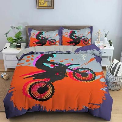 Top Motocross Off-road Race Motorcycle Dirt Bike Rider Bedding Set Twin Queen Size Duvet Cover Pillowcase Bed Kids Adult