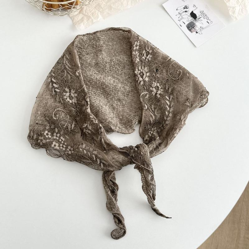 Silk scarf new lace small scarf versatile headscarf tied hair band head jewelry triangle scarf tied waist