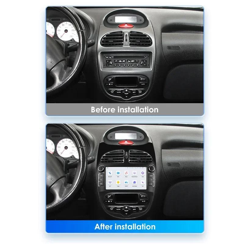 Android 12 Car Radio for PEUGEOT 206 206CC 206SW 2000-2008 Multimedia Player GPS Navigation 7 Inch With Buttons Carplay HeadUnit