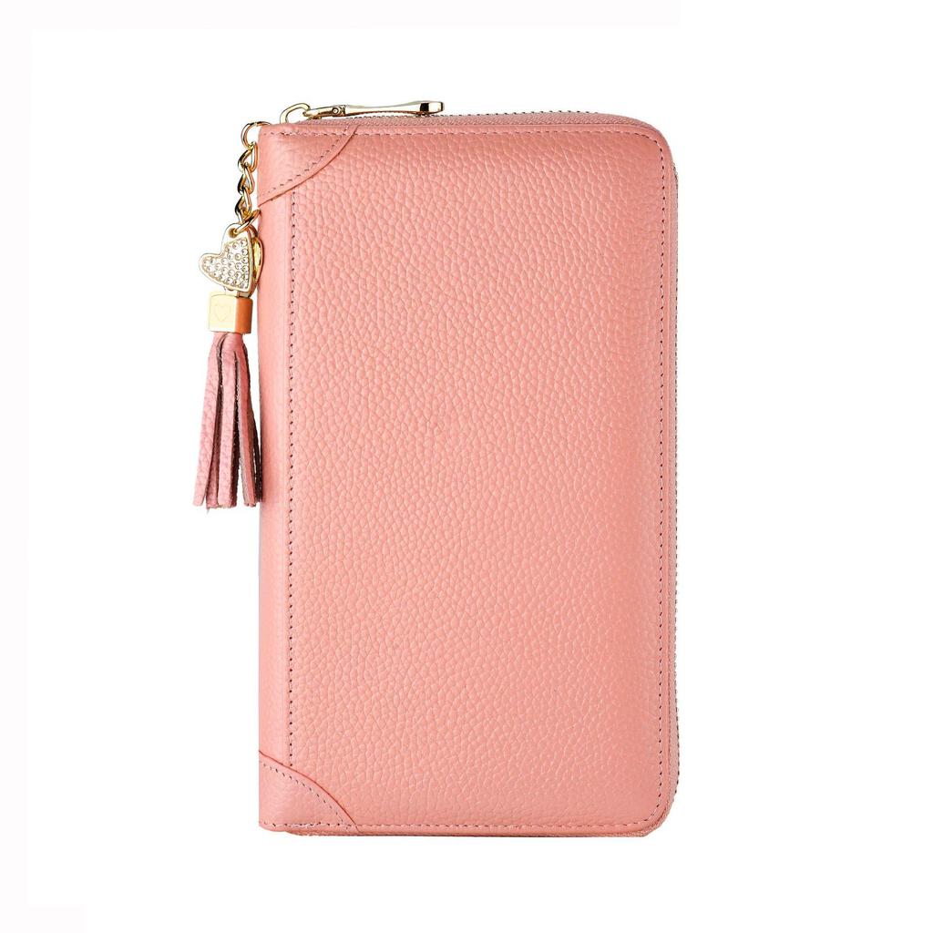 Women's RFID-Blocking Cowhide Card Holder with Zipper and Anti-Demagnetization for Credit Cards and Driver's License