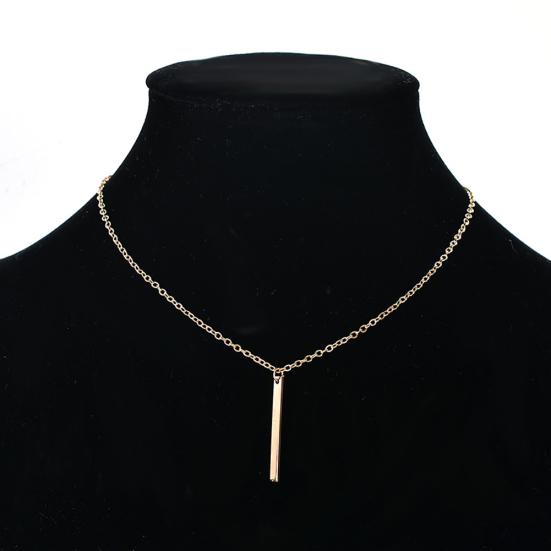 Women Fashion Metal Bar Charm Dangle Gold Plated Chain Pendant Necklace