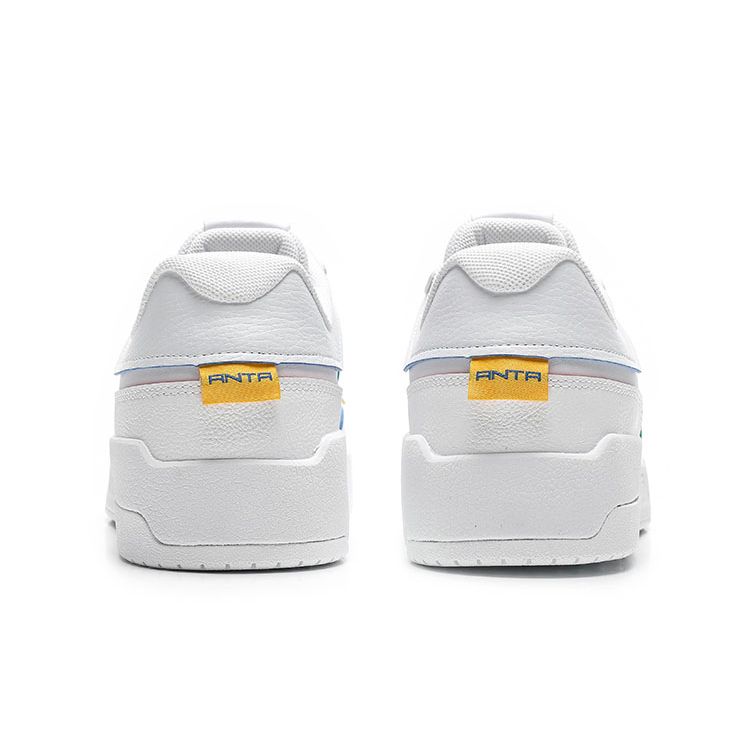 Anta Leather Casual Non-Slip Wear-Resistant Low-Top Skate Shoes Men Sneakers White Yellow 112148081R-3