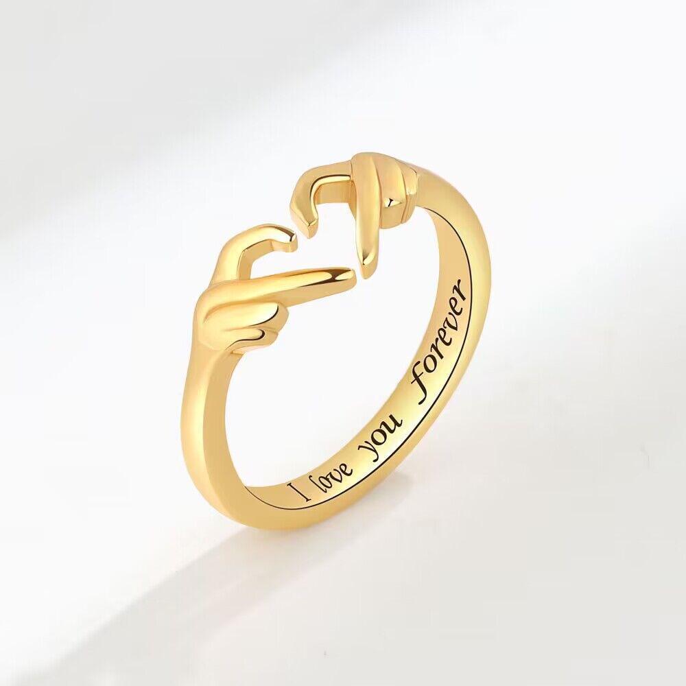 

Hot Romantic Heart Couple Rings: I Love You Forever Embrace Design золотой