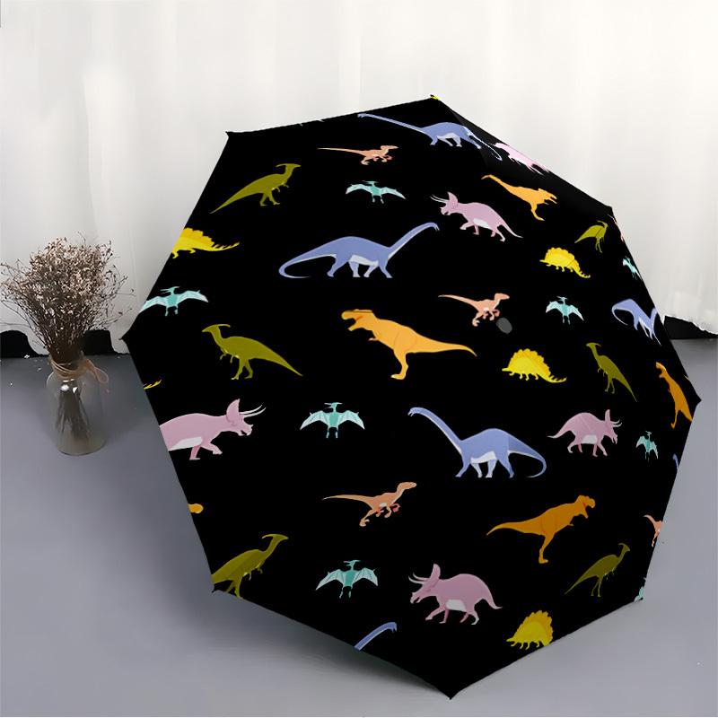 1pc Dinosaur Pattern Automatic Open/Close Umbrella - Portable Collapsible Umbrella with 8-Rib Stability, Fashion Lovers yy251017195