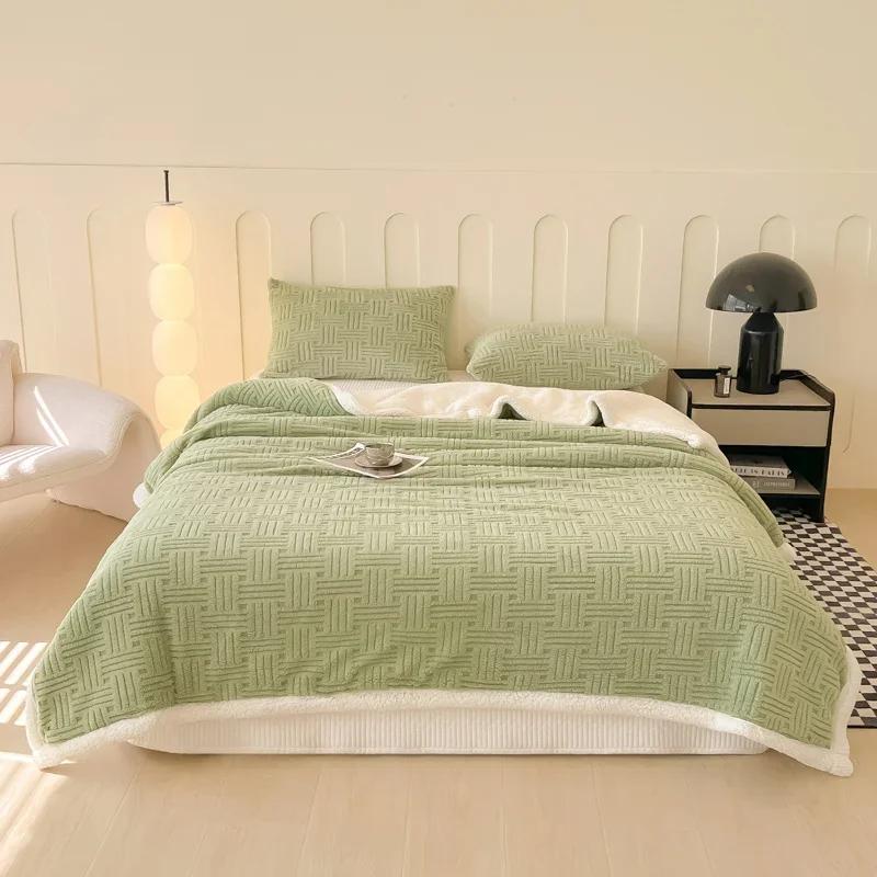 Taft Lamb Fleece Blanket Double Layer Thickened Jacquard Blanket Multifunctional Casual Nap Blanket