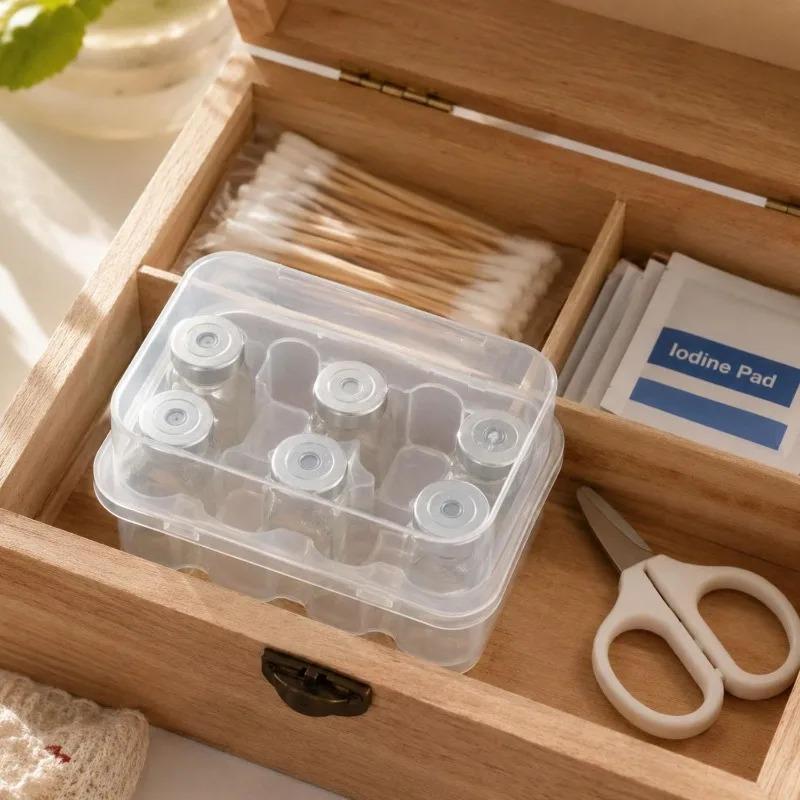 1/10x Transparent Plastic Vial Holder Tray Medical Glass Vial Lab Sample Bottle Storage Box Portable Powder Vial Organizer Case