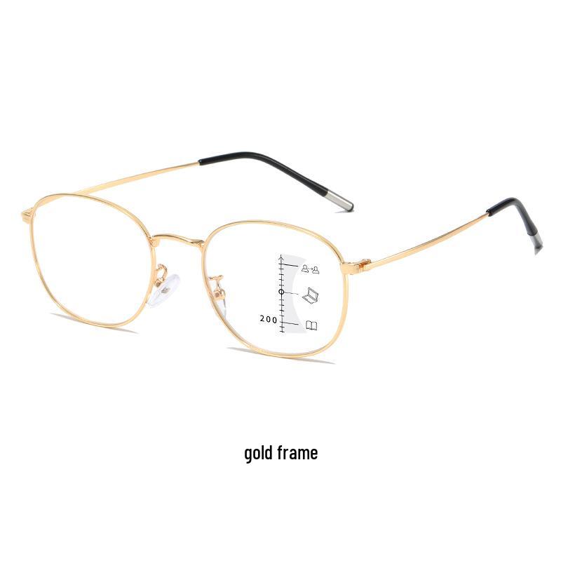 Ultralight Metal Progressive Multifocal Anti-Blue Light Full-Rim Reading Glasses