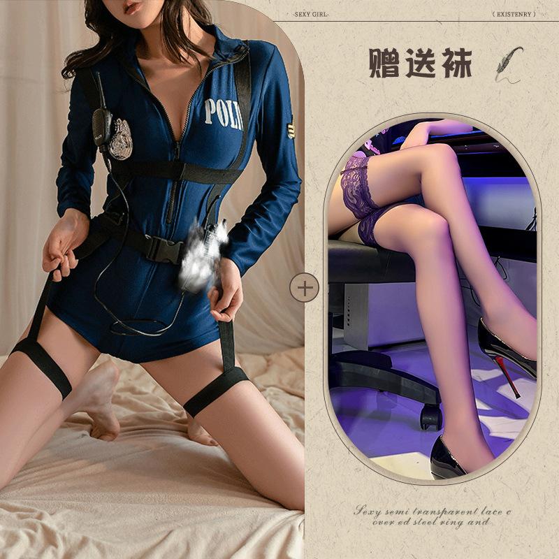 Fun Underwear Sexy Night Policewoman Cos Suit Seductive Flight Attendant Outfit European and American Style Royal Sister OL Secretary Outfit