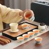 Geschäftlich tragbares Keramik l Chinesisches Ru-Ofen-Set Qingyun Kuaike Tasse Outdoor-Camping Reise Teeset