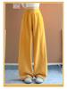 Women's Yellow Velvet Wide-Leg High-Waist Banana Pants - Autumn/Winter