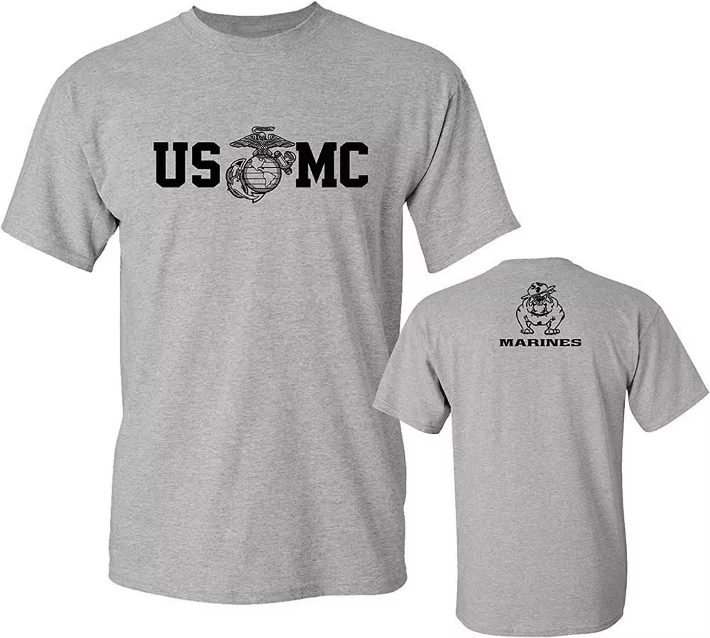2026 Summer Unisexs Us Marine Corps Military Letter Printed Round Neck Tshirt 100 Cotton Casual Outdoor Short Sleeve