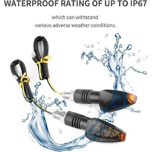 4PCS Motorcycle Turn Signals,12V 14LED Motorcycle Lights Turn Signal Assembly With Bright Amber Lamp,Universal Front/Rear Motorcycle LED Lights