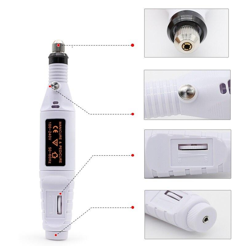 Kit de mașină de manichiură electrică profesională pentru găurit pentru unghii Dispozitiv de îndepărtare a stiloului pentru unghii Instrumente de lustruit Kit de echipament puternic pentru unghii