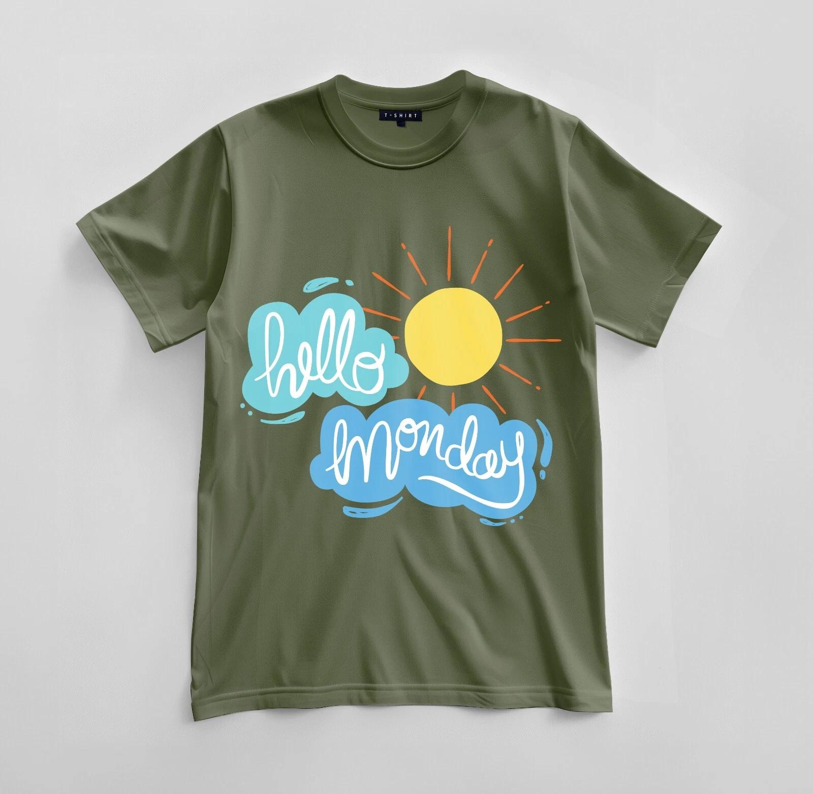 Custom Hello Monday Graphic T-shirt Design Unisex Jersey Short Sleeve Tee XL
