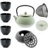 CAST IRON KETTLE 0.8L TEA POT WITH TEA INFILTER + 4x CUPS WARMER
