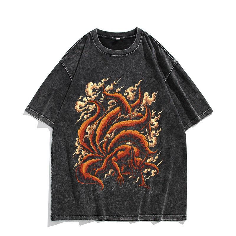 One Piece Luffy Kidd Law Printed Tshirt Mens and Womens Washed Tshirt High Quality Vintage Cotton Tshirt Harajuku Tops