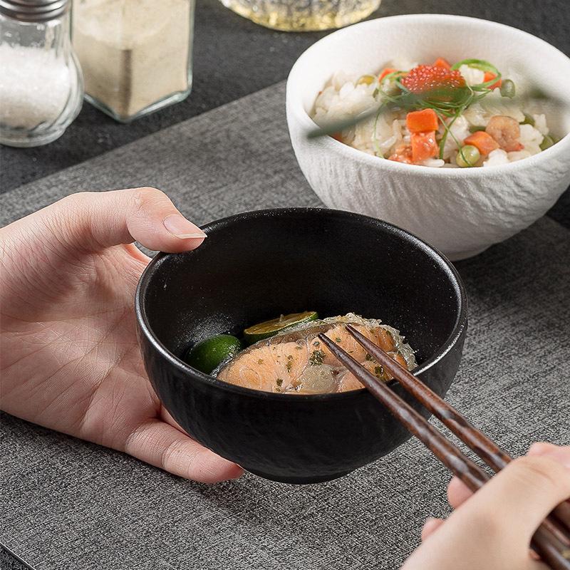 Japanese Frosted Rice Bowl Household Soup Bowl Creative Rock Pattern Ceramic Bowl High-Value Tableware Good-Looking Small Bowl