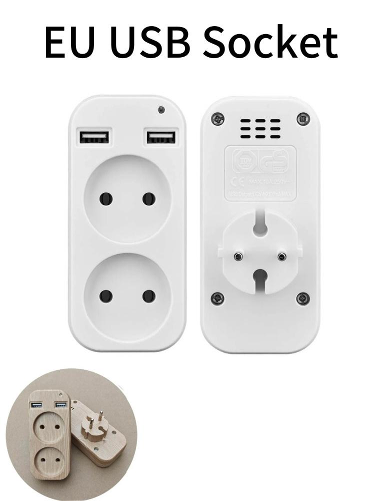 European USB Socket Portable Dual Usb Converter Plug Multifunction Converter Plug Germany France Russia Universal Socket
