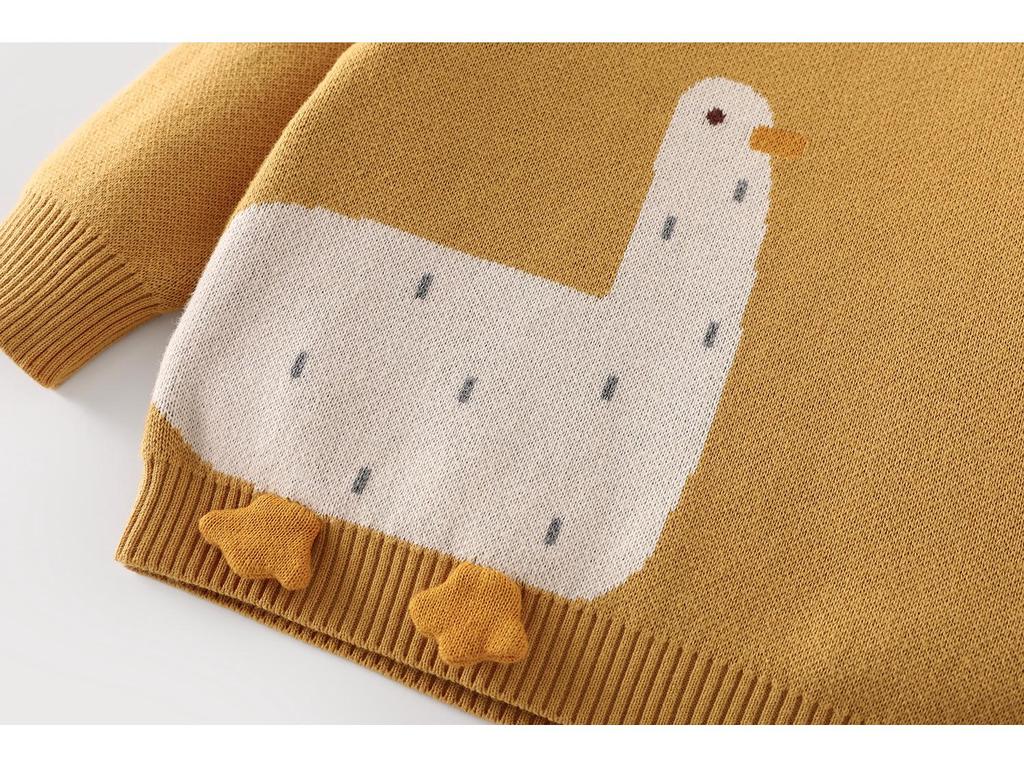 Kids' Korean Style Bear Jacquard Pullover - 2025 Autumn Collection