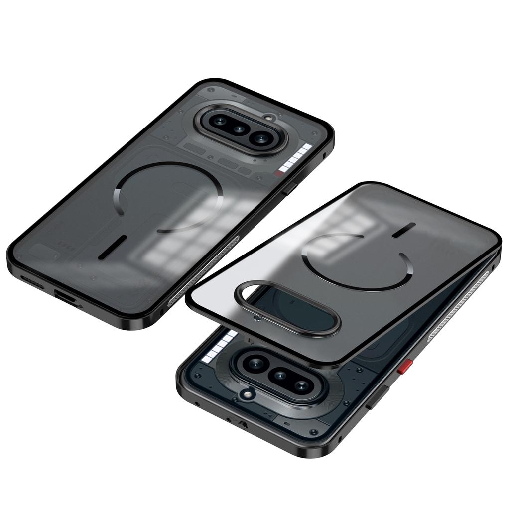 Coque Pour Nothing Phone 4A Pro Phone 4A Alliage d'Aluminium Cadre Métallique Pare-chocs Acrylique Givré Cover de Recharge Sans Fil Magsafe