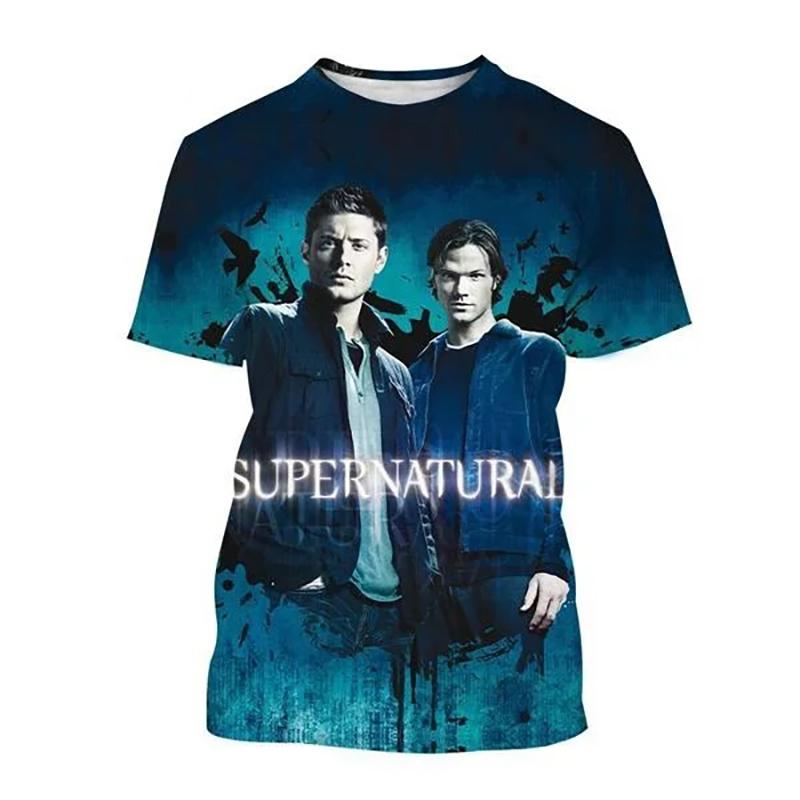 Supernatural TV Series 3D Print T-Shirts Men Women Fashion Streetwear Oversized Short Sleeve T Shirt Male Tees Tops Man Clothing