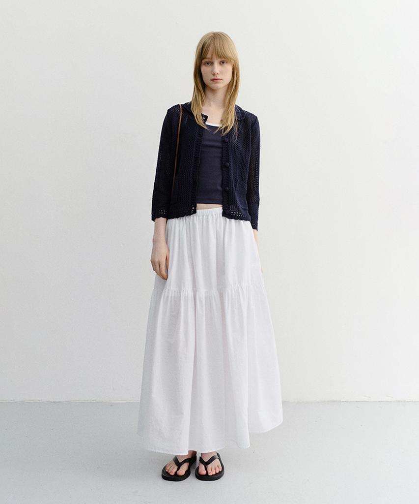 Deonseuteu Tiered Maxi Skirt_Udsk6B224_White