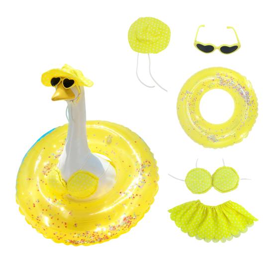 1 Set Hawaiian Goose Outfit, Summer Holiday Goose Costume, Porch Goose Bikini with Sun Hat Sunglasses, Outdoor Goose Clothes Fits 23 Inch Goose Statue