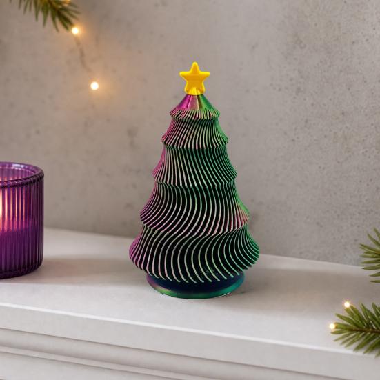 DYS 3D Printed Christmas Tree Fidget Toy, Lightweight Mini Desktop Ornament, Decompression Hand Toy for Anxiety Relief And Relaxation Gift