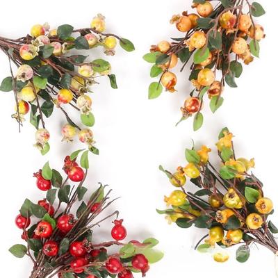 1 Pc Holly Rosehip Berries Picks Branch Artificial Berry Stems Pomegranate Flower Bouquet Fruit Fake Floral for Spring Summer Holiday Home Decor