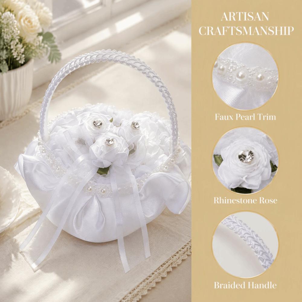 4.33x3.94in. Ring Pillow Heart Shape Flower Basket Romantic Wedding Ring Pillow Wedding Ceremony